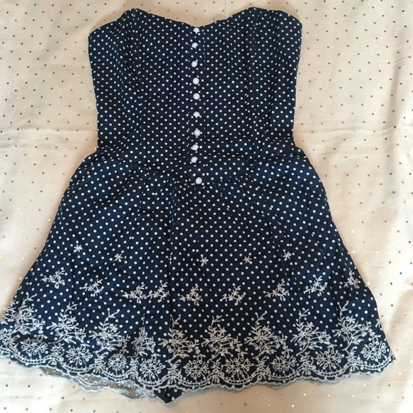 Papaya Other - Papaya navy/white polka dot skirt romper
